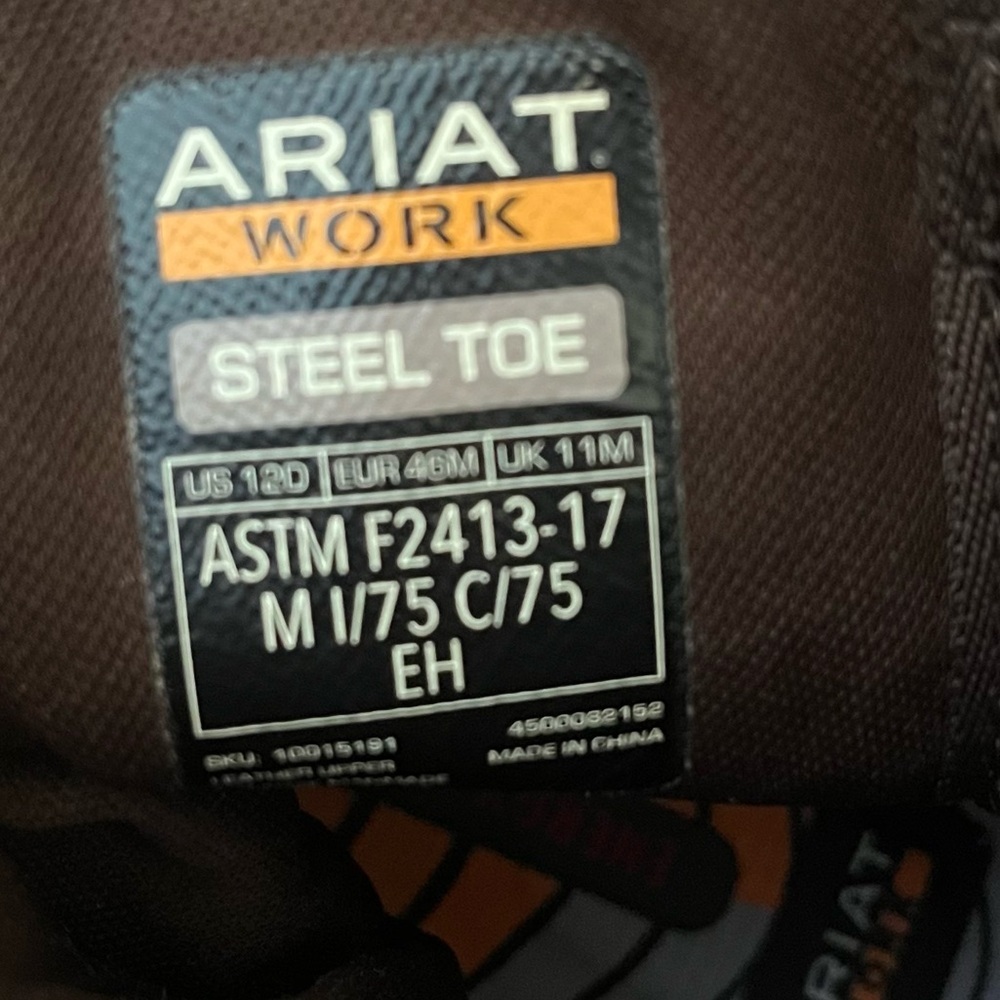Ariat Men’s Groundbreaker Steel Toe Work Boots Size 12 - Picture 12 of 14